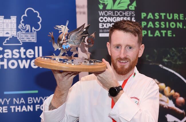 National Chef of Wales Dion Wyn Jones with the dragon trophy.