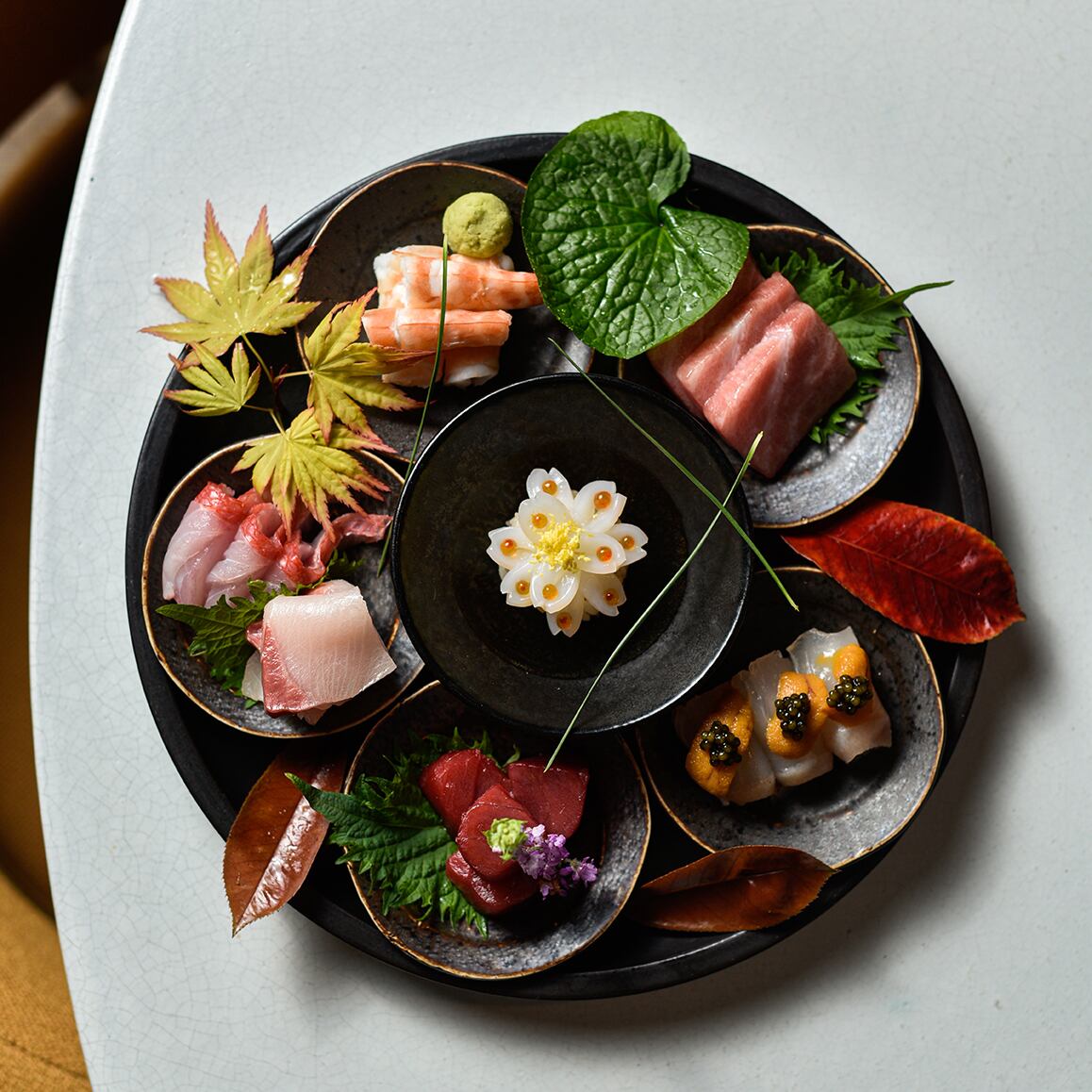 A selection of sashimi at SACHI Japanese restaurant in Belgravia