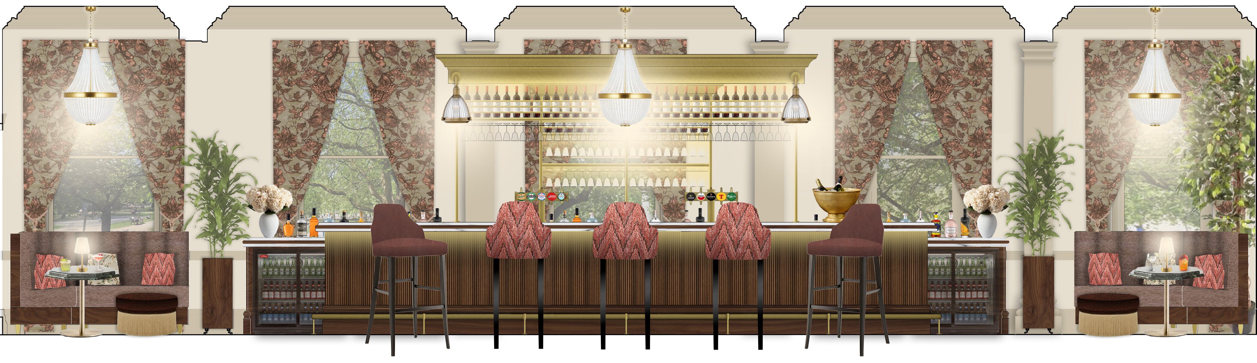 CGI of the bar at The Francis Hotel