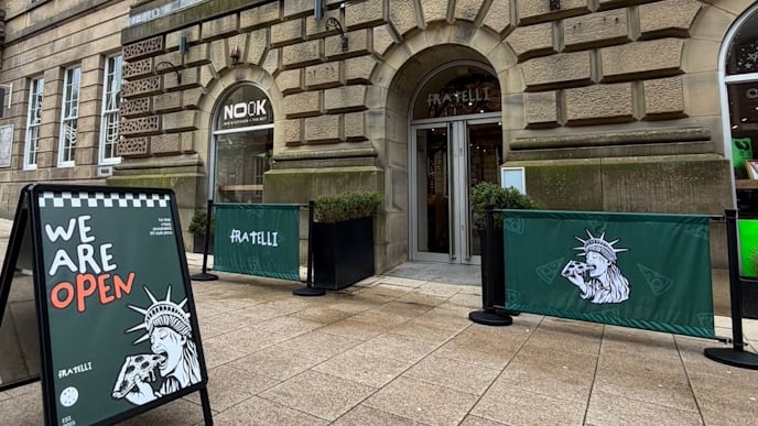 Front of Fratelli pizza restaurant