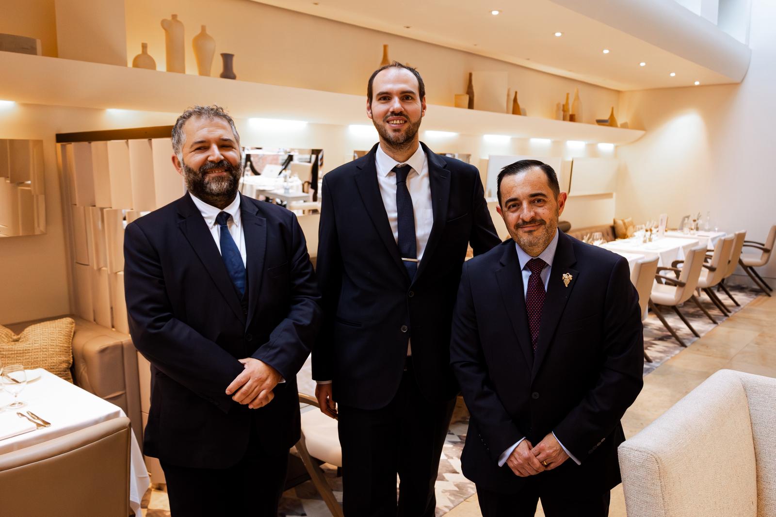 Left to right Fadil (Ismael) Nuha, General Manager; Mathieu Bourdaire, Restaurant Manager; Julio Sierra, Head Sommelier, Orrery 2