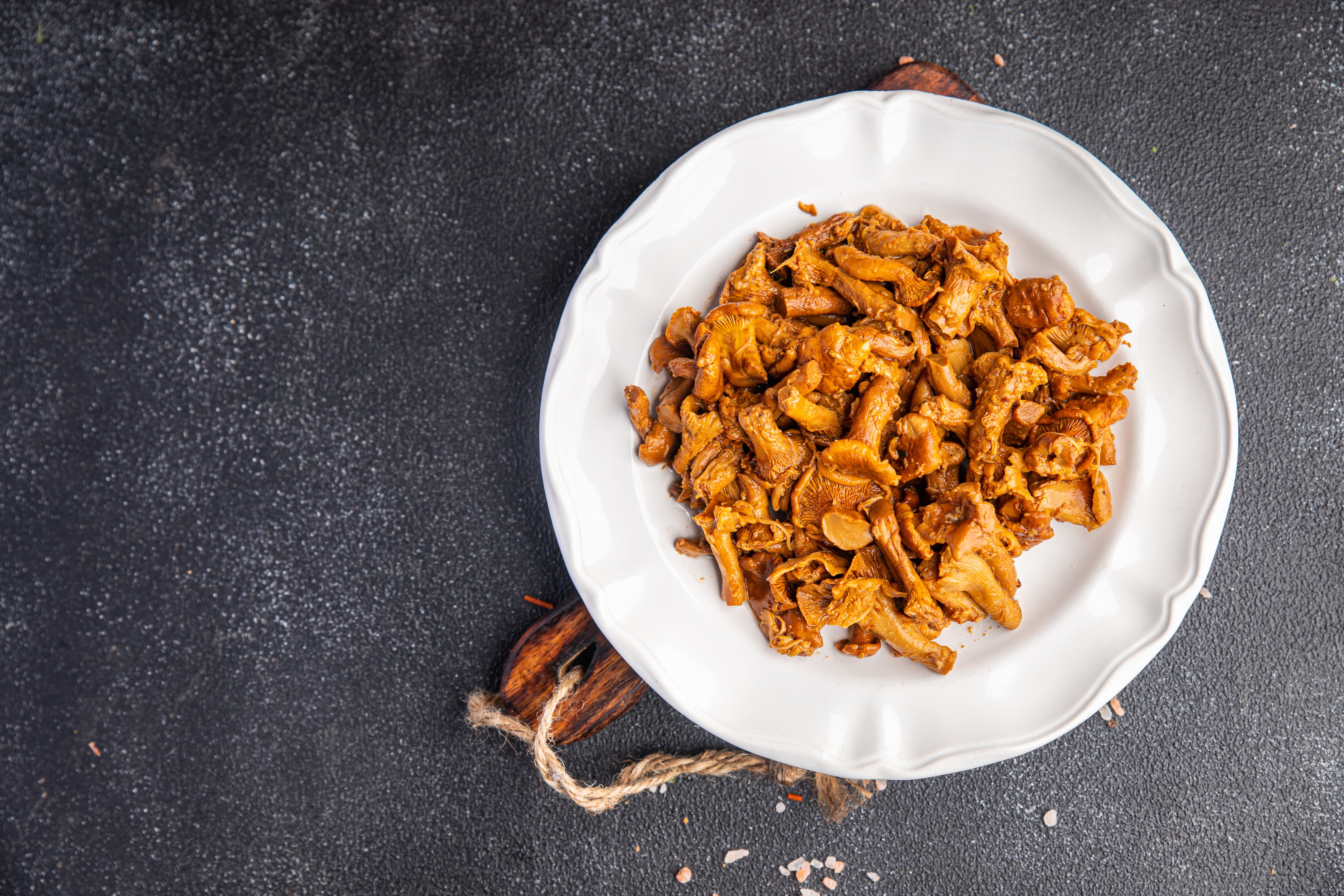 Cooked dish of chanterelles mushrooms