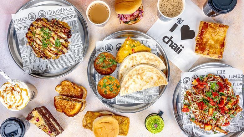 A selection of Indian street food at Chaiiwala