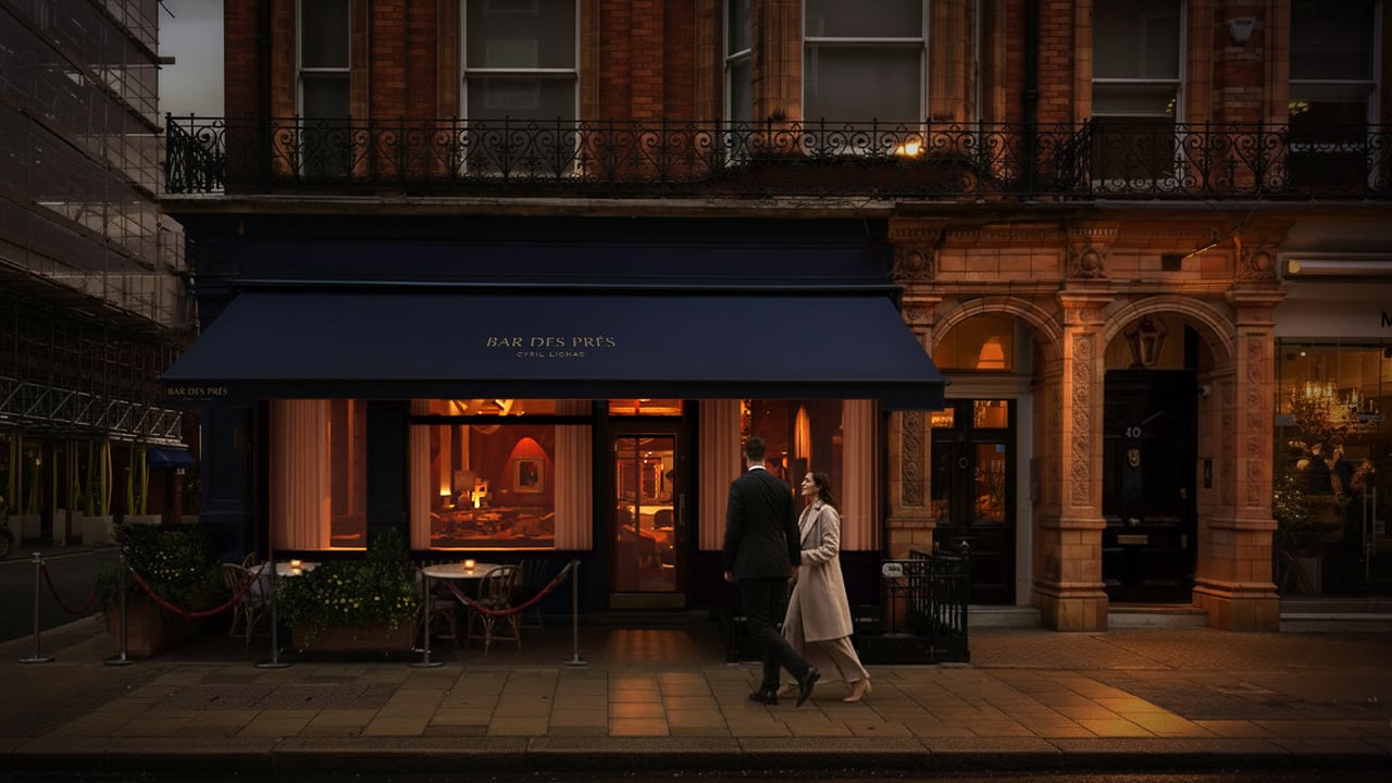 A CGI image of Bar des Prés' new South Audley Street site