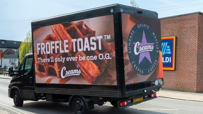 Creams Cafe takes a stand against retailers as it moves to trademark 'Froffle Toast', the new French toast-waffle mashup as demand soars