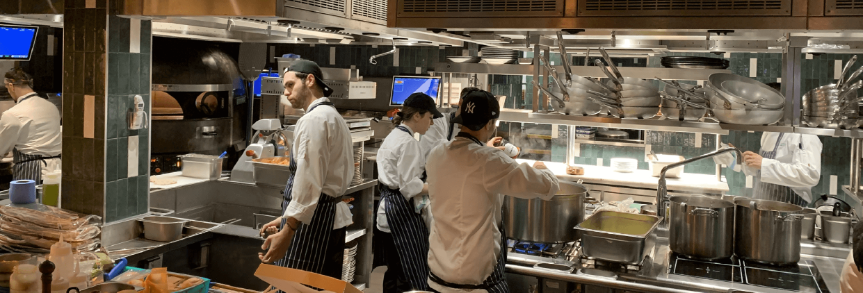 Chefs working in a restaurant kitchen