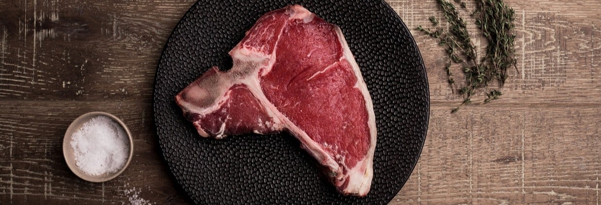 Irish steak on a plate with salt