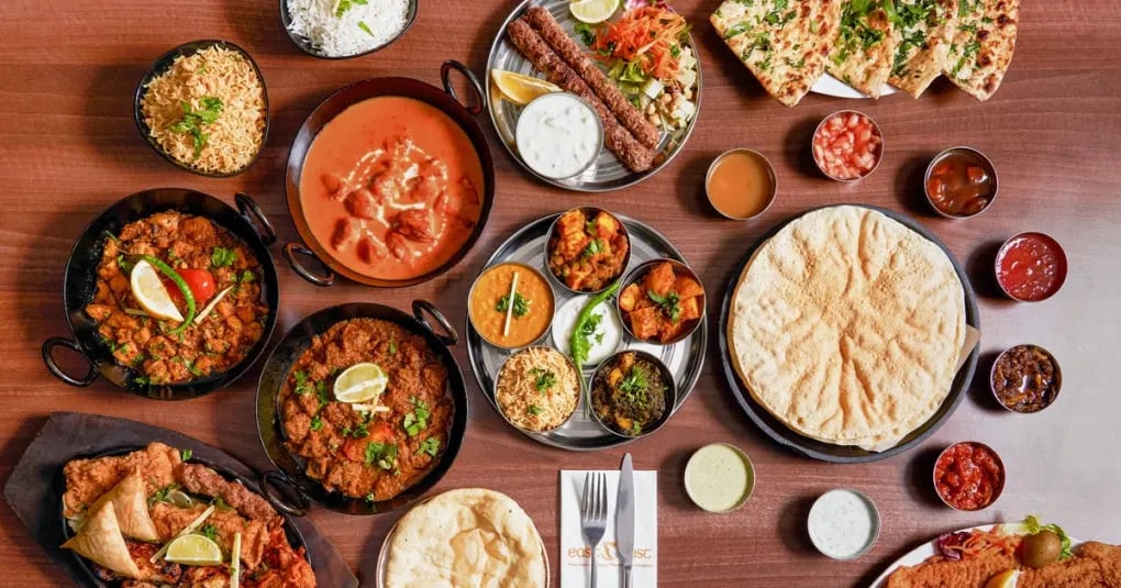 Indian food on a table at eastZeast