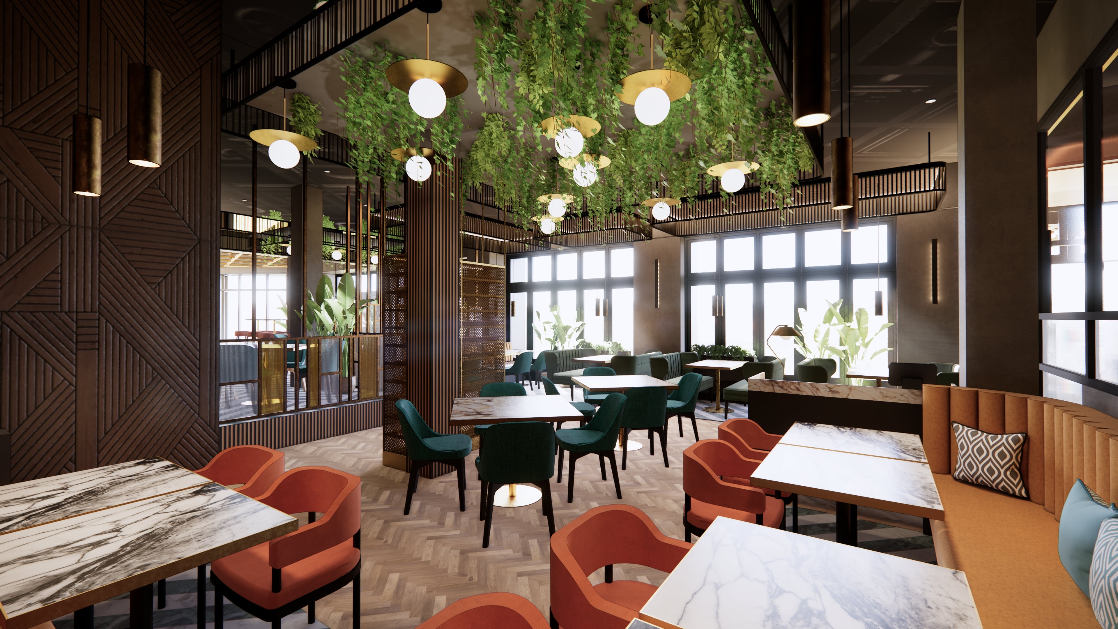CGI of dining room at The Banksia in Leeds
