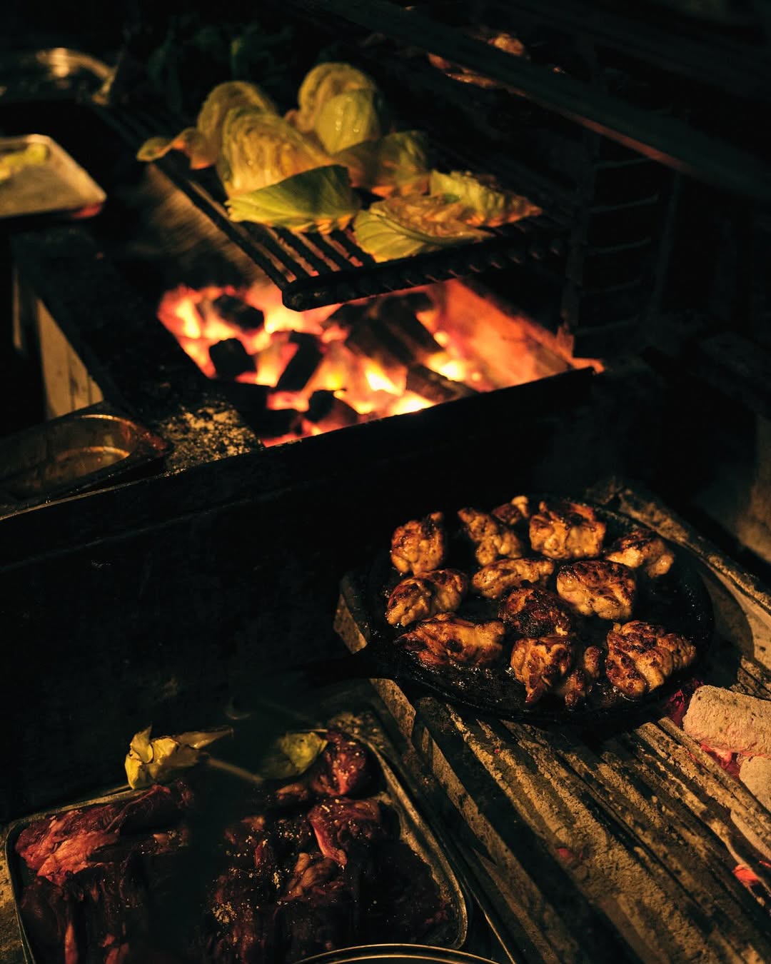 Food cooked on a grill at Smoking Goat