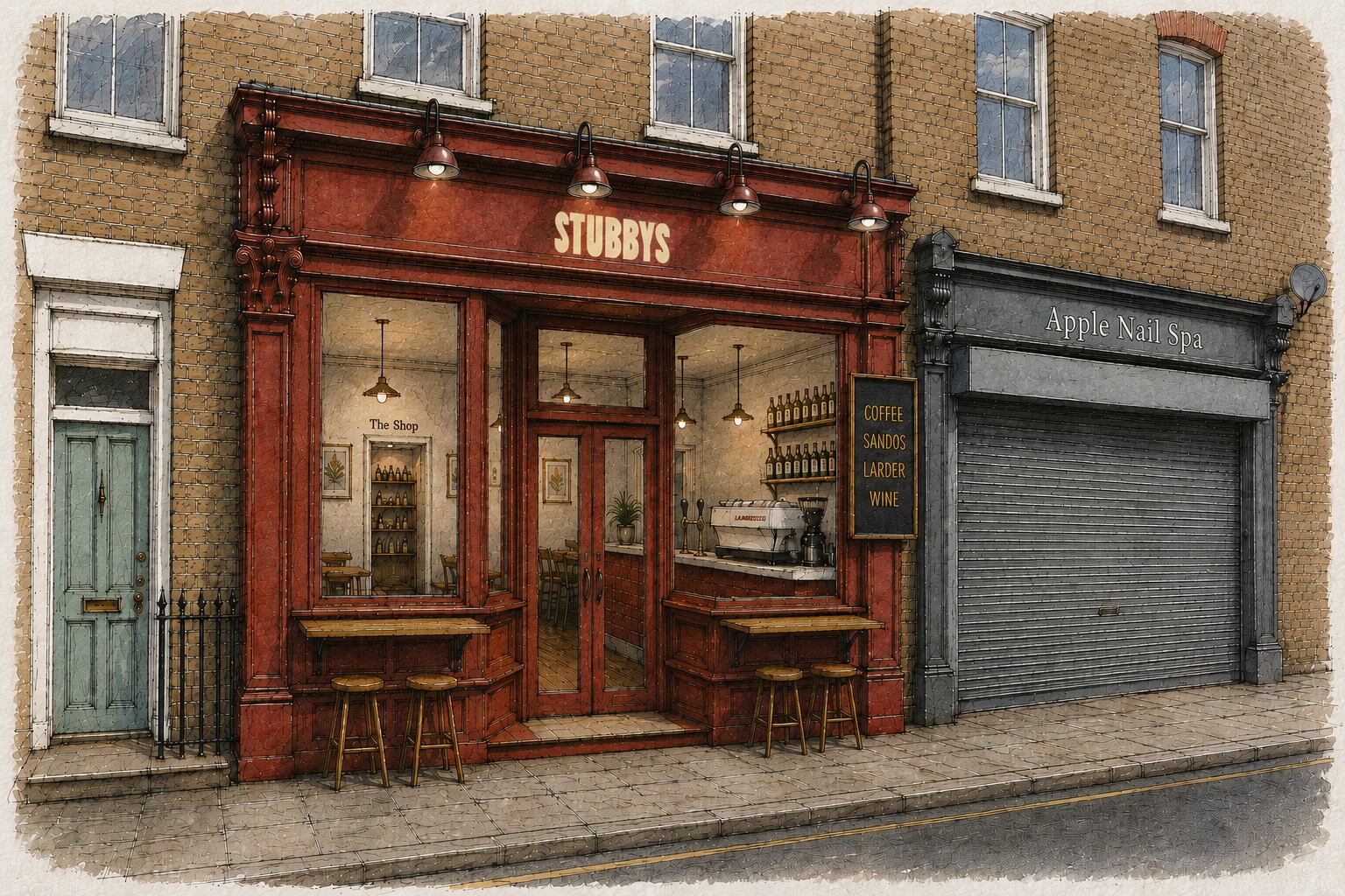Stubby's cafe exterior render