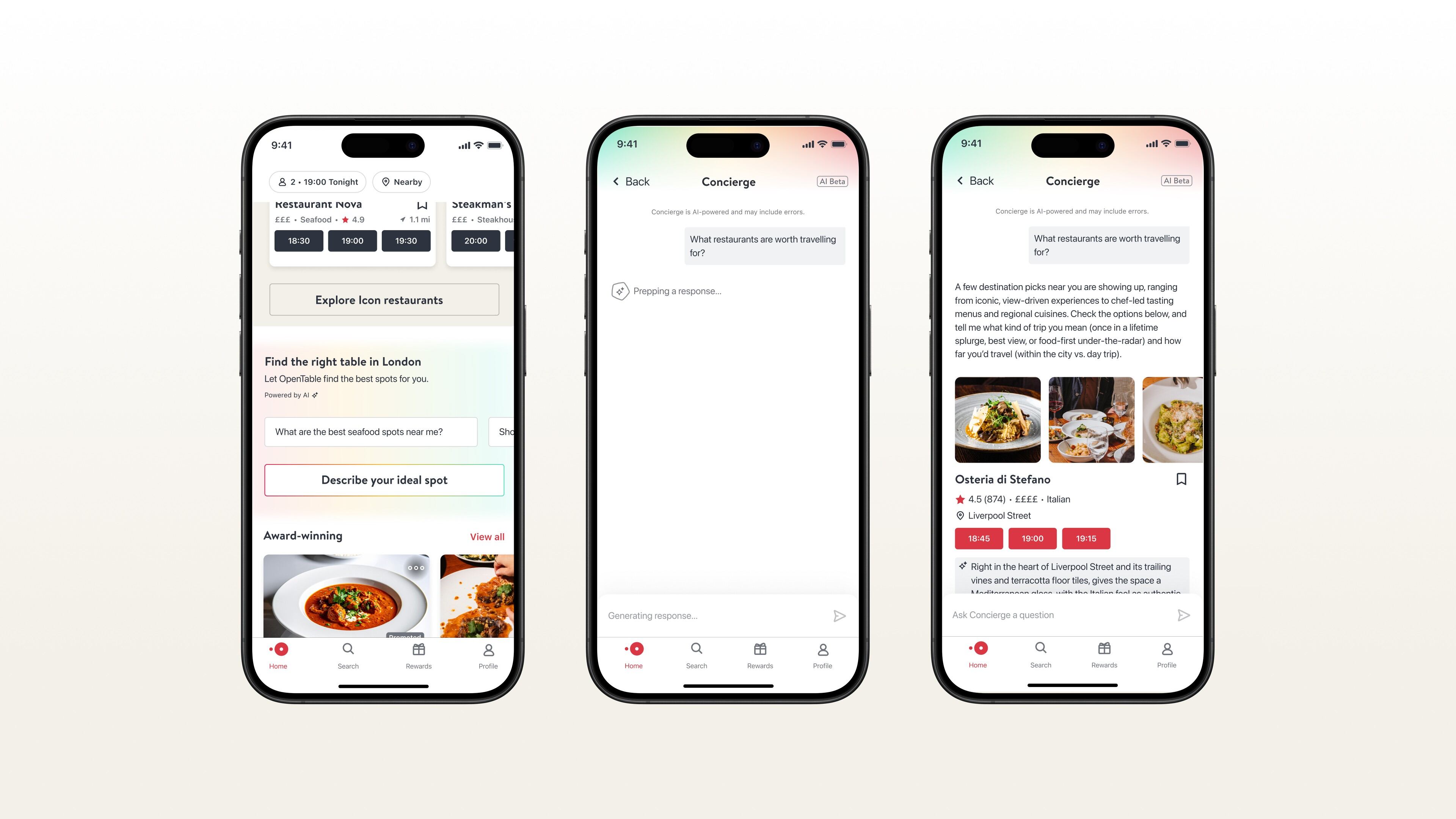 OpenTable's Concierge AI assistant