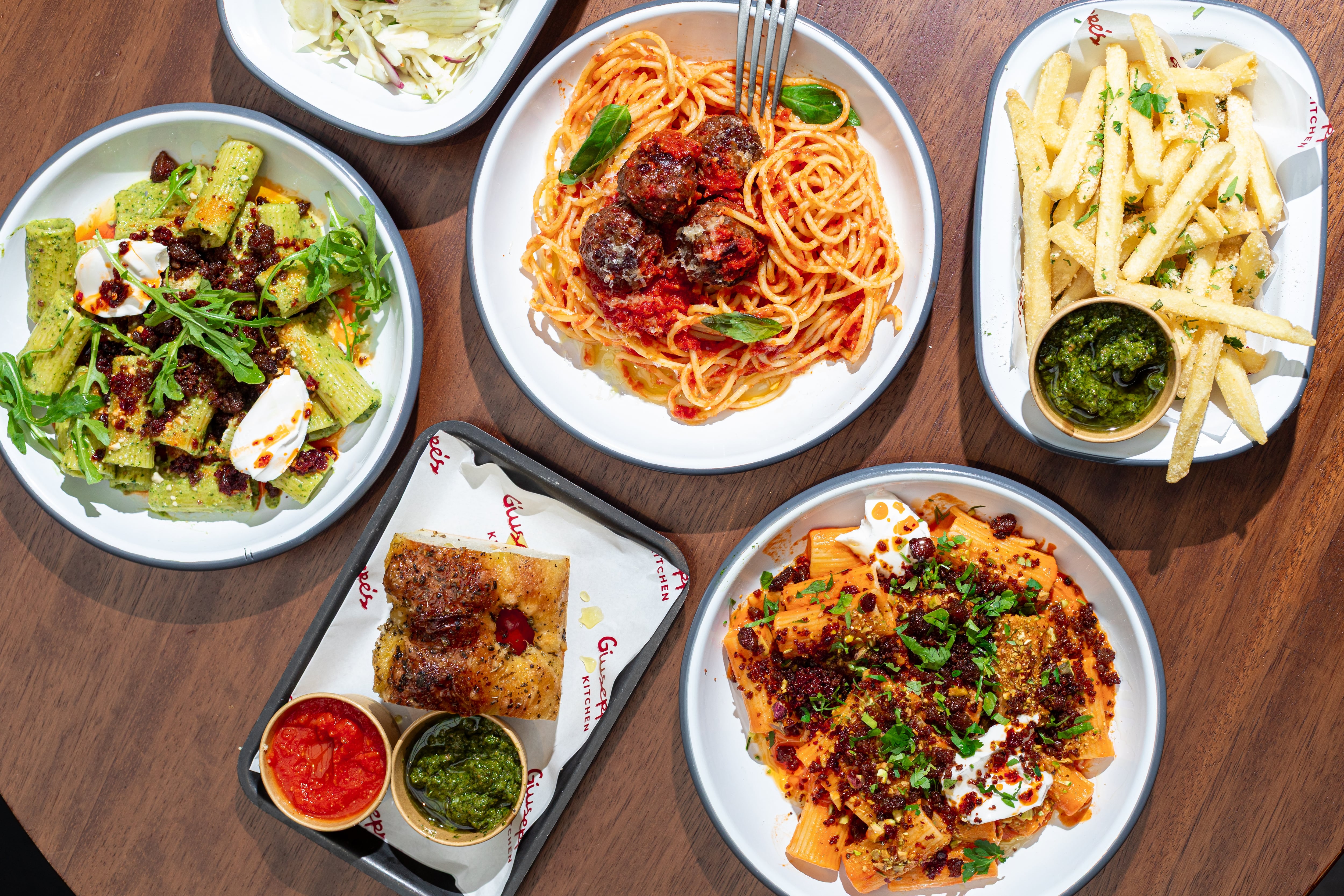 Overhead shot of dishes at Giuseppe’s Kitchen