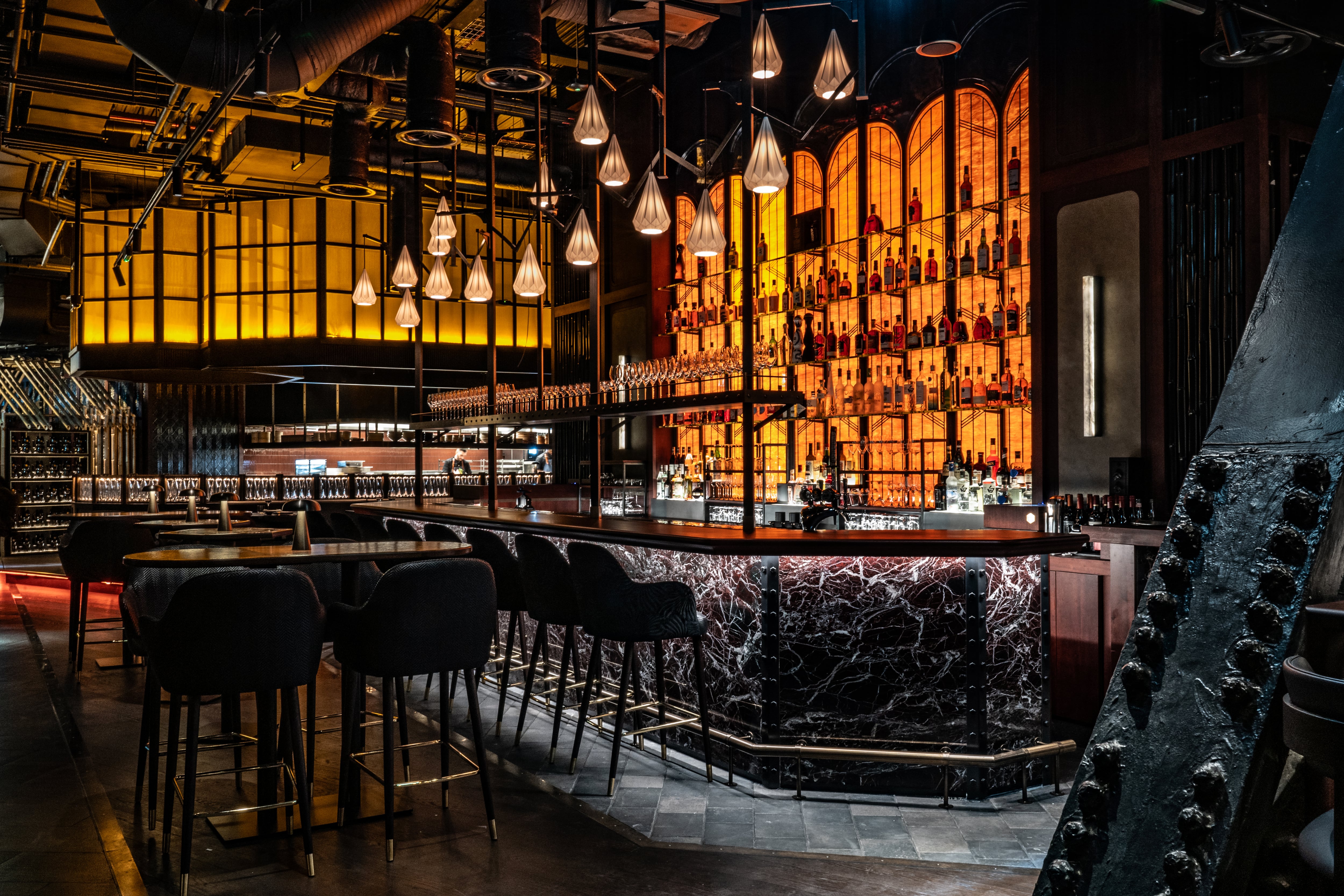 Lucky Cat features a trendy décor and a vibrant ambience