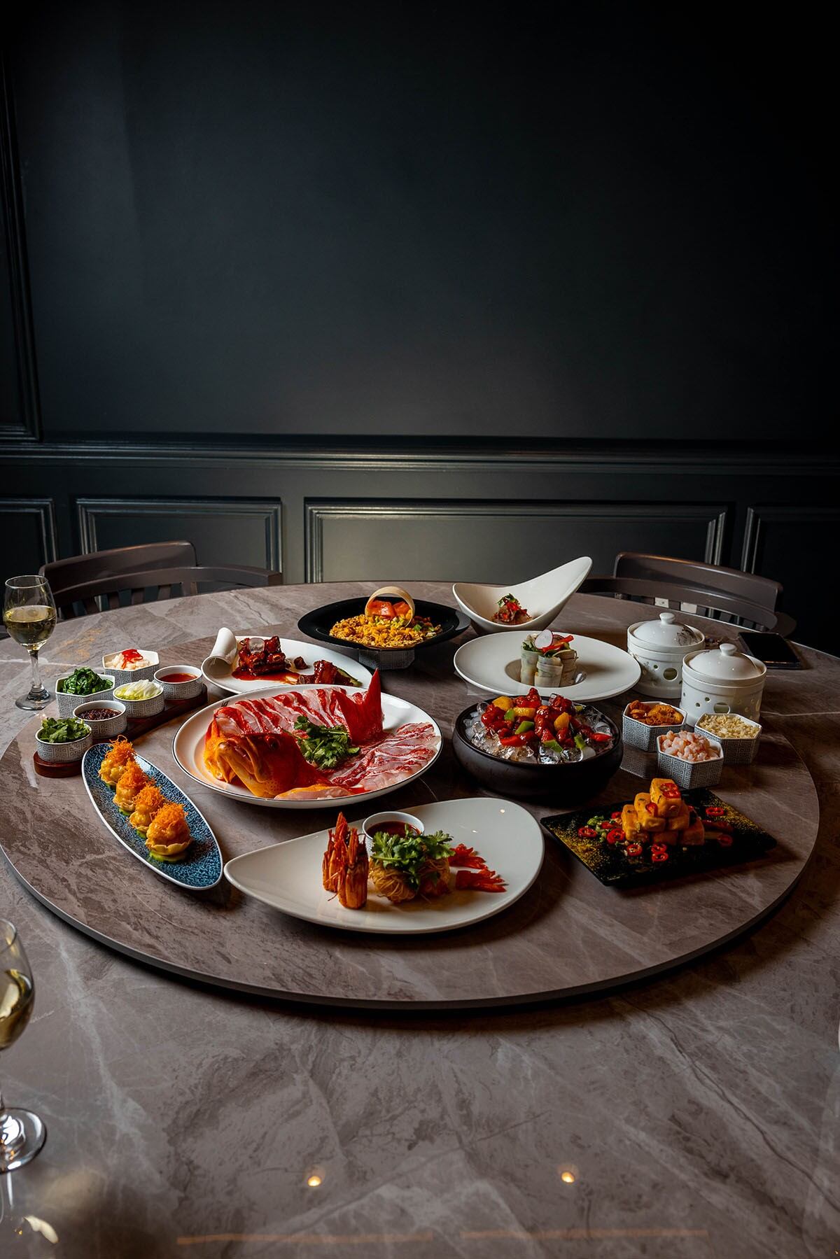 A table of food at 3 Gorges