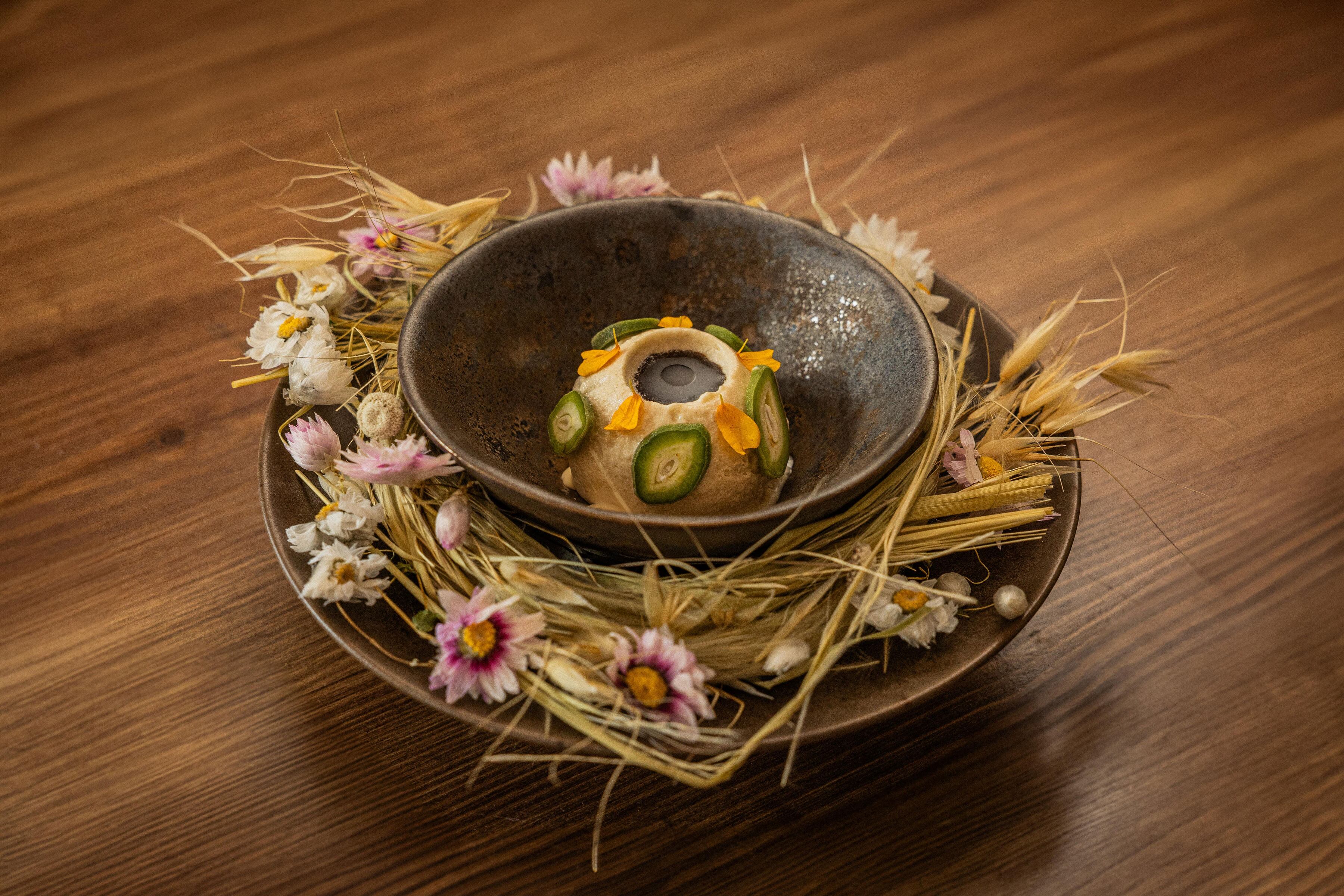 Halva with pickled almonds at Sona