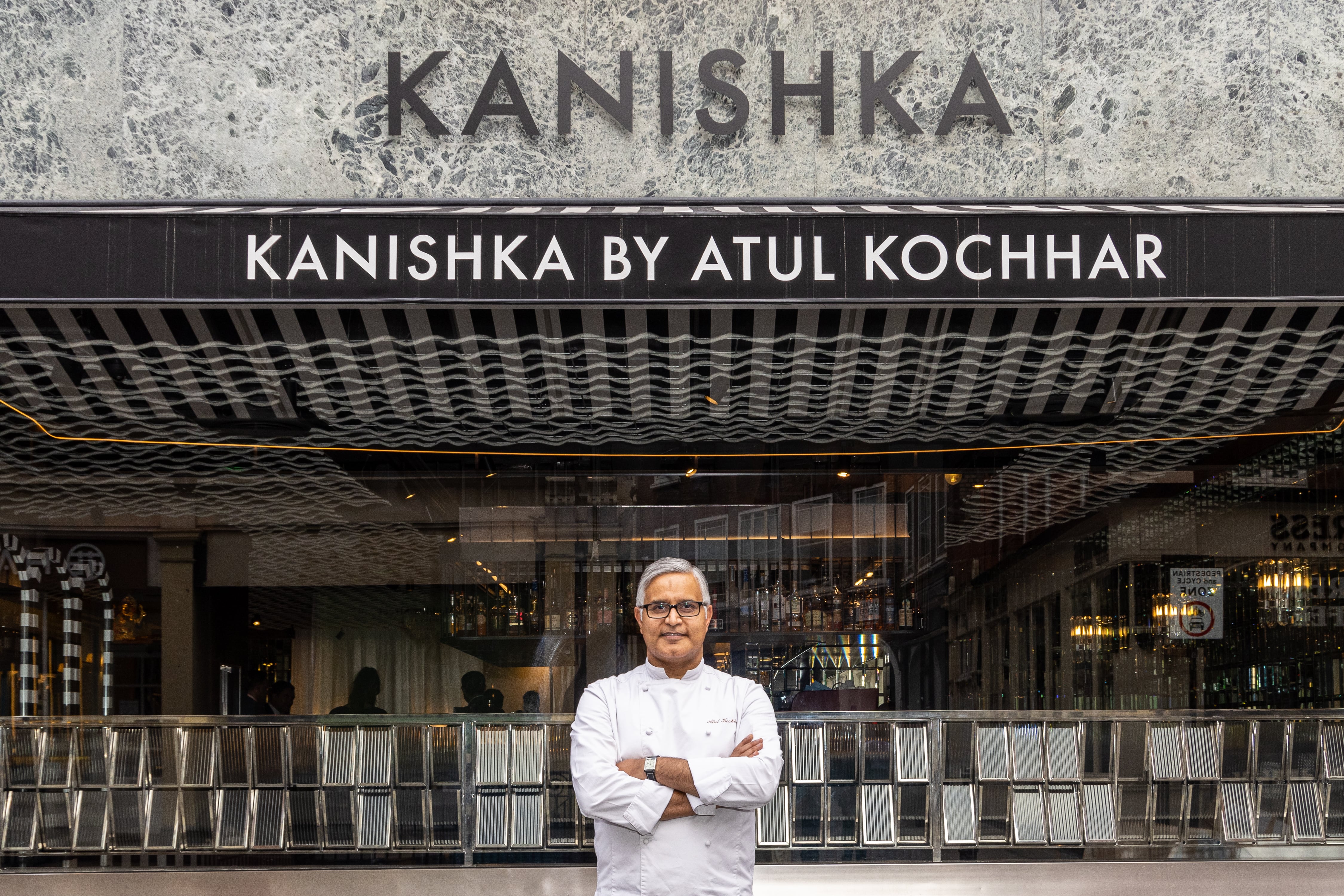 Chef Atul Kochhar outside Kanishka in Mayfair