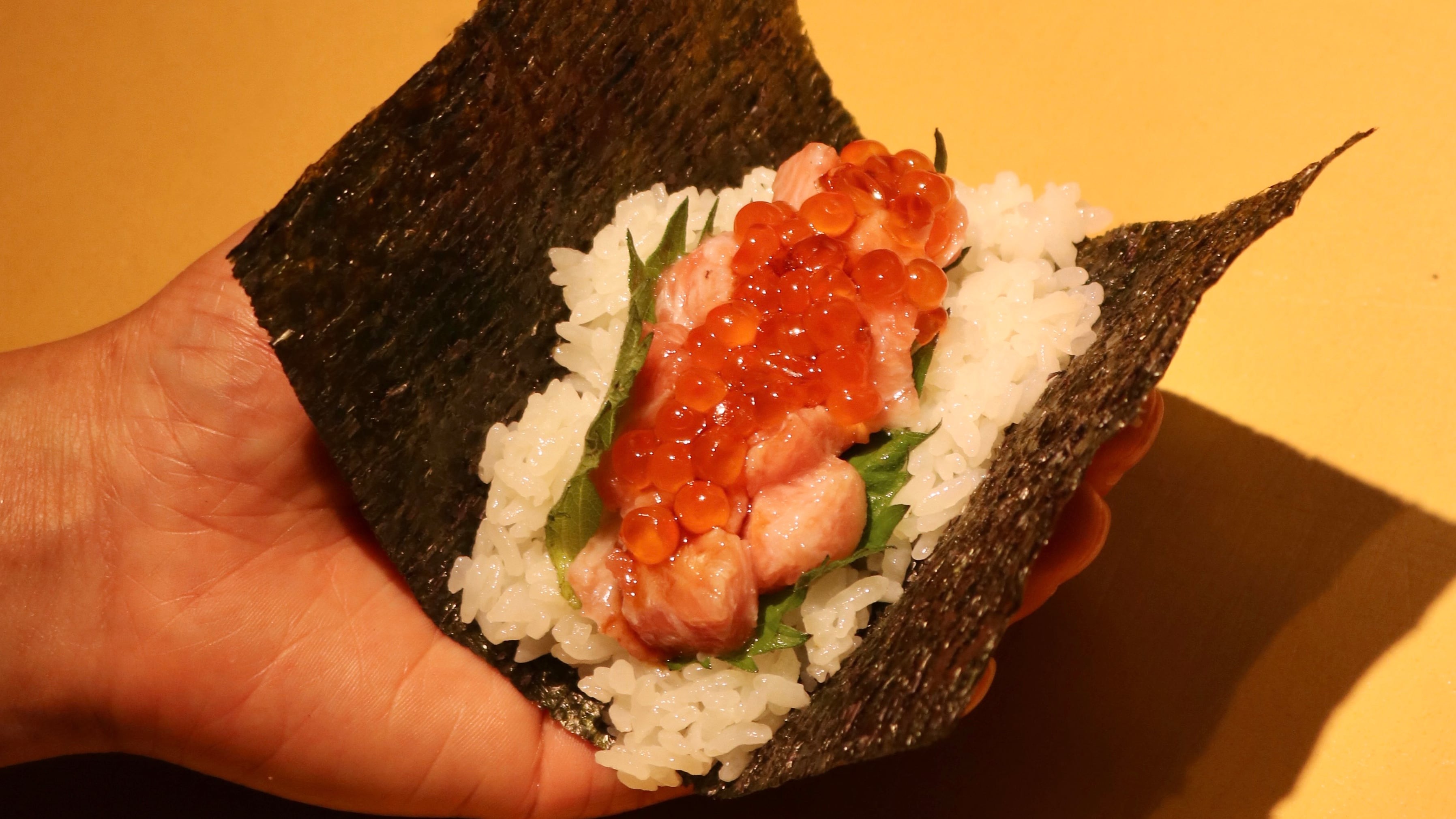 A sushi roll at Nishiki