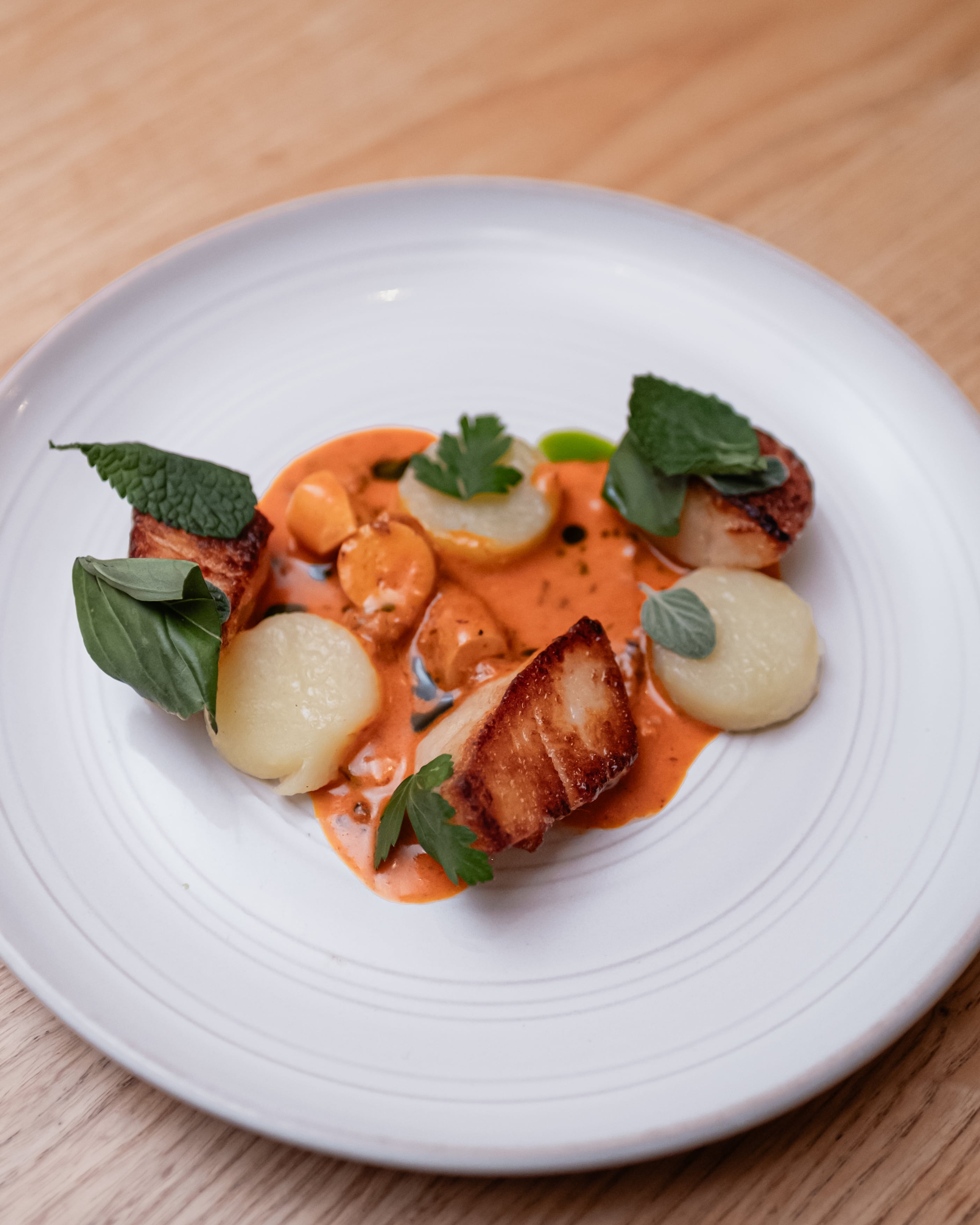 Scallops with octopus and nduja at Vinette