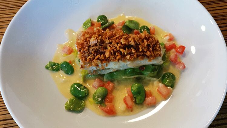 Downtime development: Crispy-topped Alaska pollock with beurre blanc