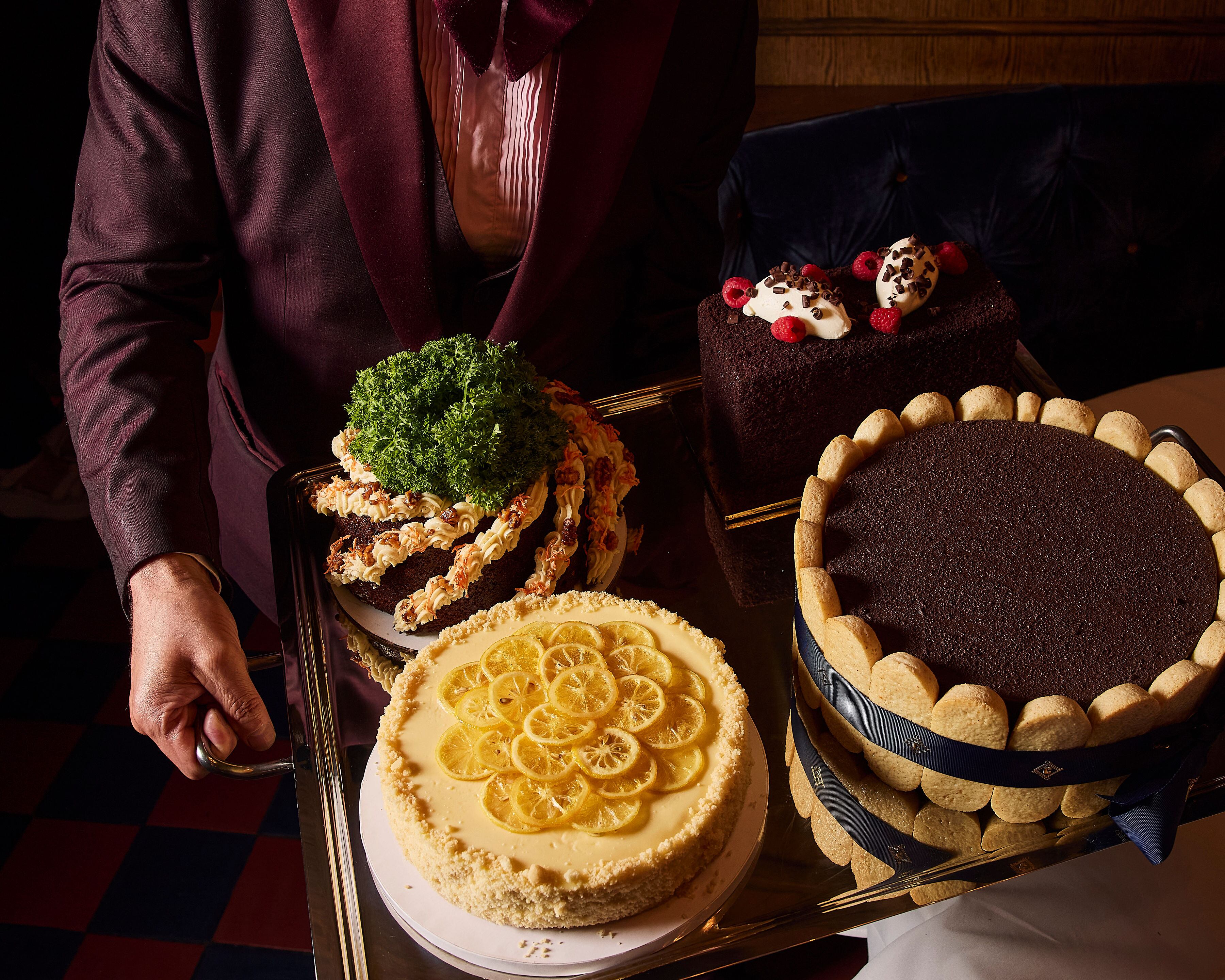 Desserts on a trolley at Carbone Mayfair