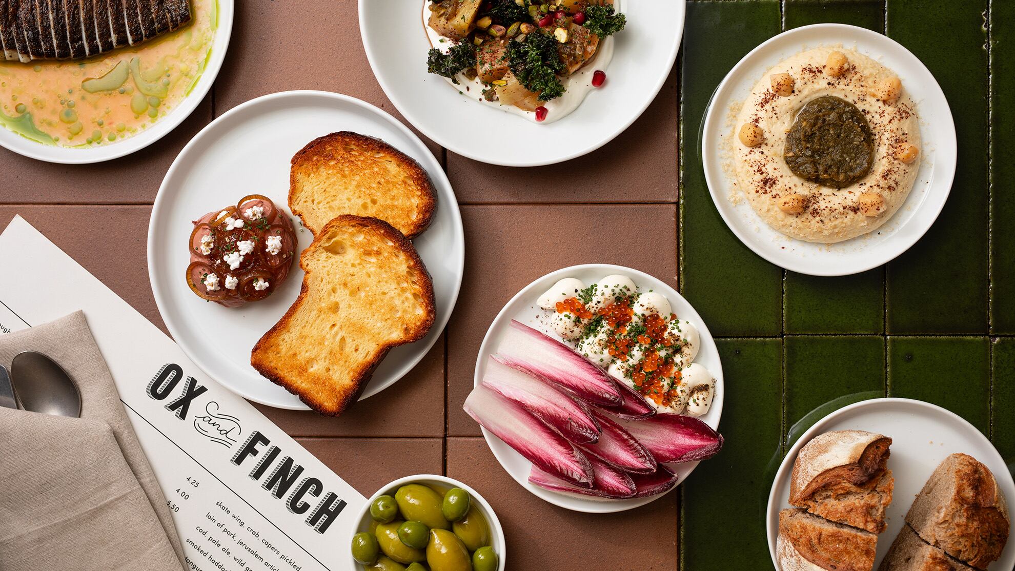 A selection of dishes at Glasgow restaurant Ox and Finch