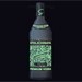 When the lights go out, the bottle releases a radiant pattern using glow-in-the-dark ink.