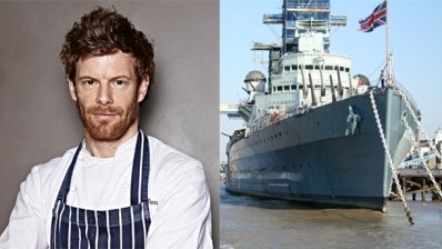 Tom Aikens' Tom's Kitchen brand will open a deli cafe and bar on HMS Belfast next month