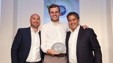 Tom Hughes of The Chef's Table in Chester picks up his award at the National Restaurant Awards
