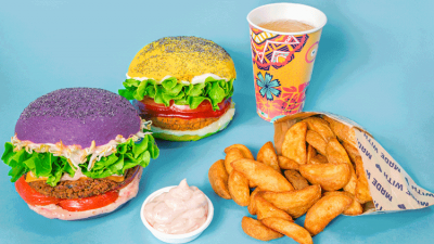 Flower Burger plant-based rainbow burgers vegan opening a London restaurant 