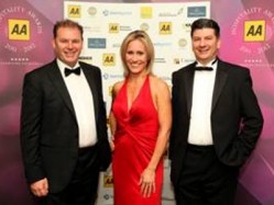 Chris and Jeff Galvin with presenter Sophie Raworth at the AA Awards
